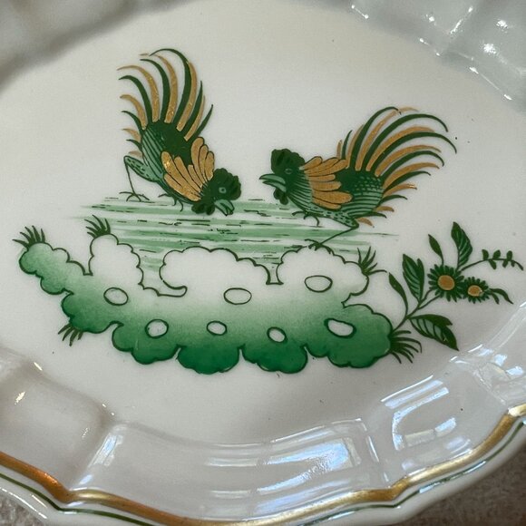 Vintage Richard Ginori Italy Siena Green Scalloped Two Oval Bowls 5" x 3.75" - Picture 2 of 7